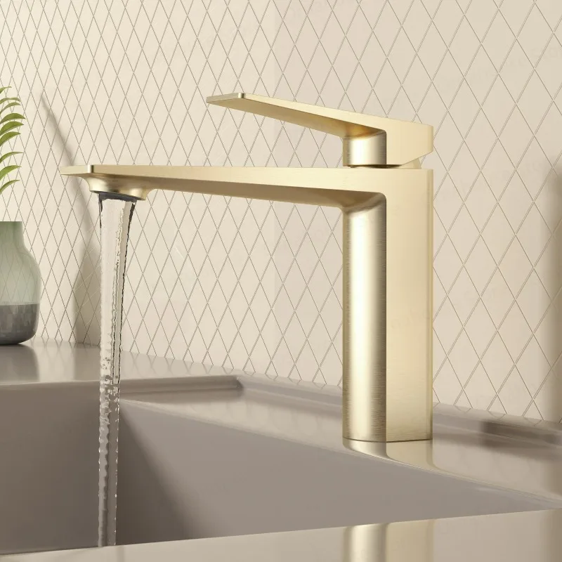 

Copper Home Minimalist Faucet Luxury Gold Hot Cold Water Tap Brass Chrome Bathroom Faucets Basin Mixer Sink Household