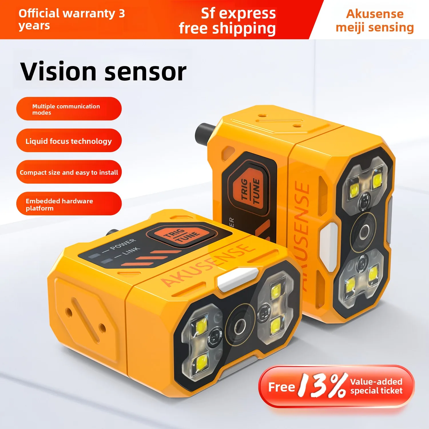 AKUSENSE Industrial Smart Monochrome Camera CMOS Vision Sensor 1.4 Megapixel Liquid Lens Autofocus Vds10 Series Image
