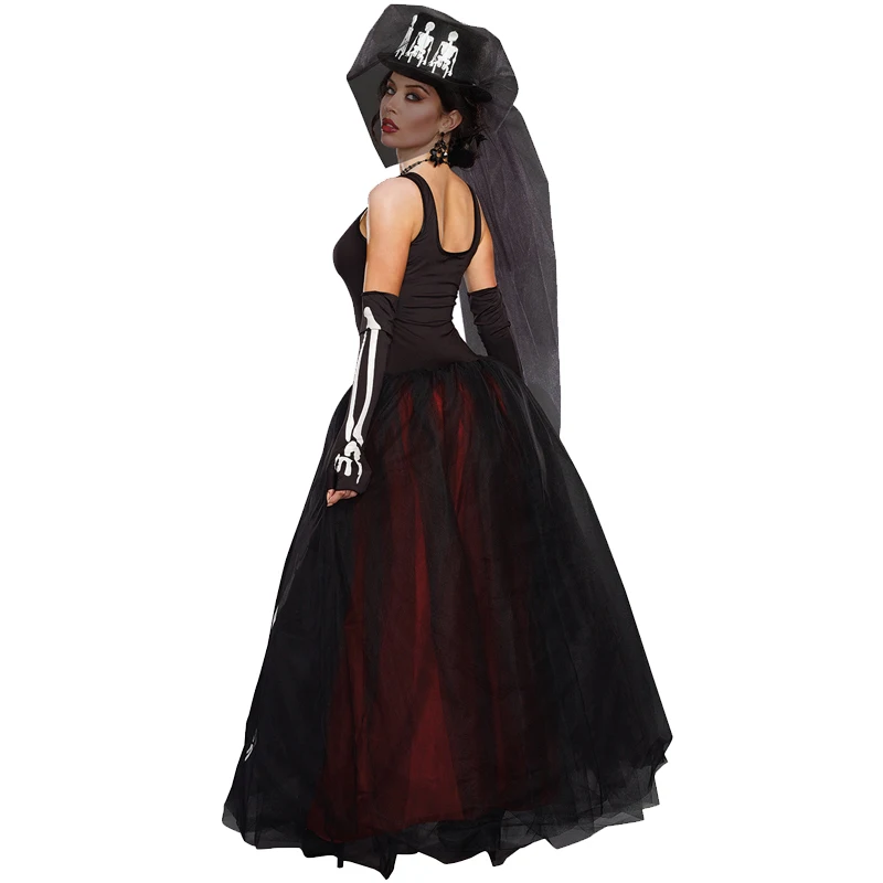 Carnival Halloween Lady Deluxe Corpse Bride Skeleton Costume Mexican Day Of The Dead Ghost Outfit Cosplay Fancy Party Dress