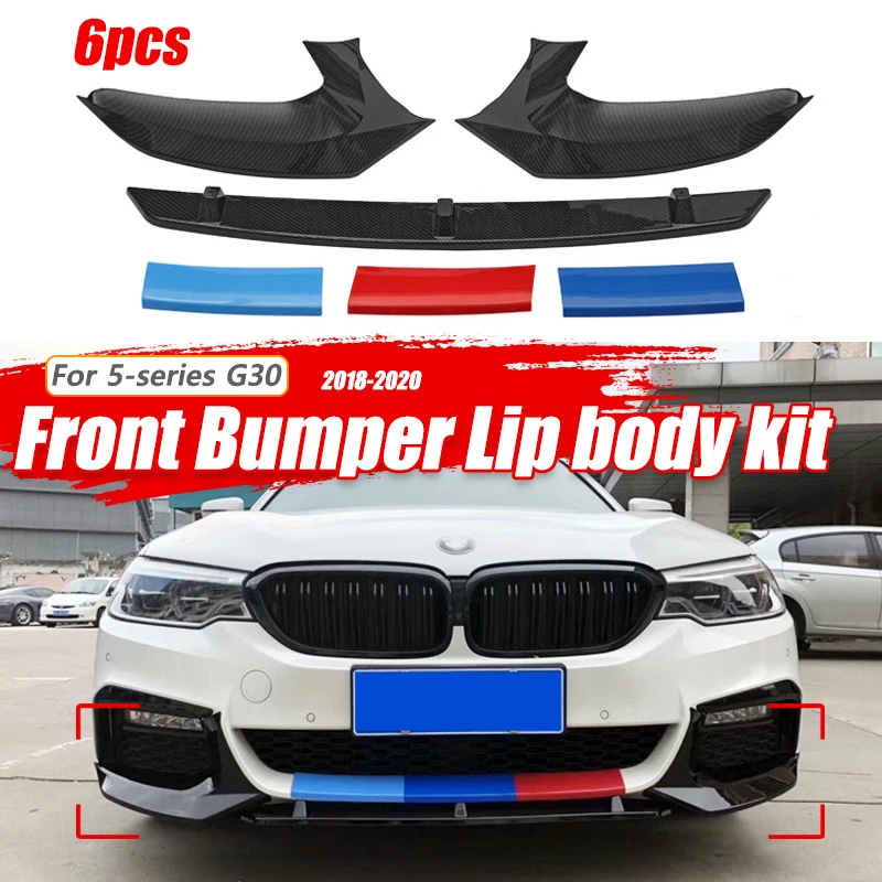 

Glossy Black ABS Plastic Carbon Fiber Front Bumper Diffuser Spoiler Splitter Lip For Bmw 5-Series G30 G31 G38 2018-2020 Body Kit