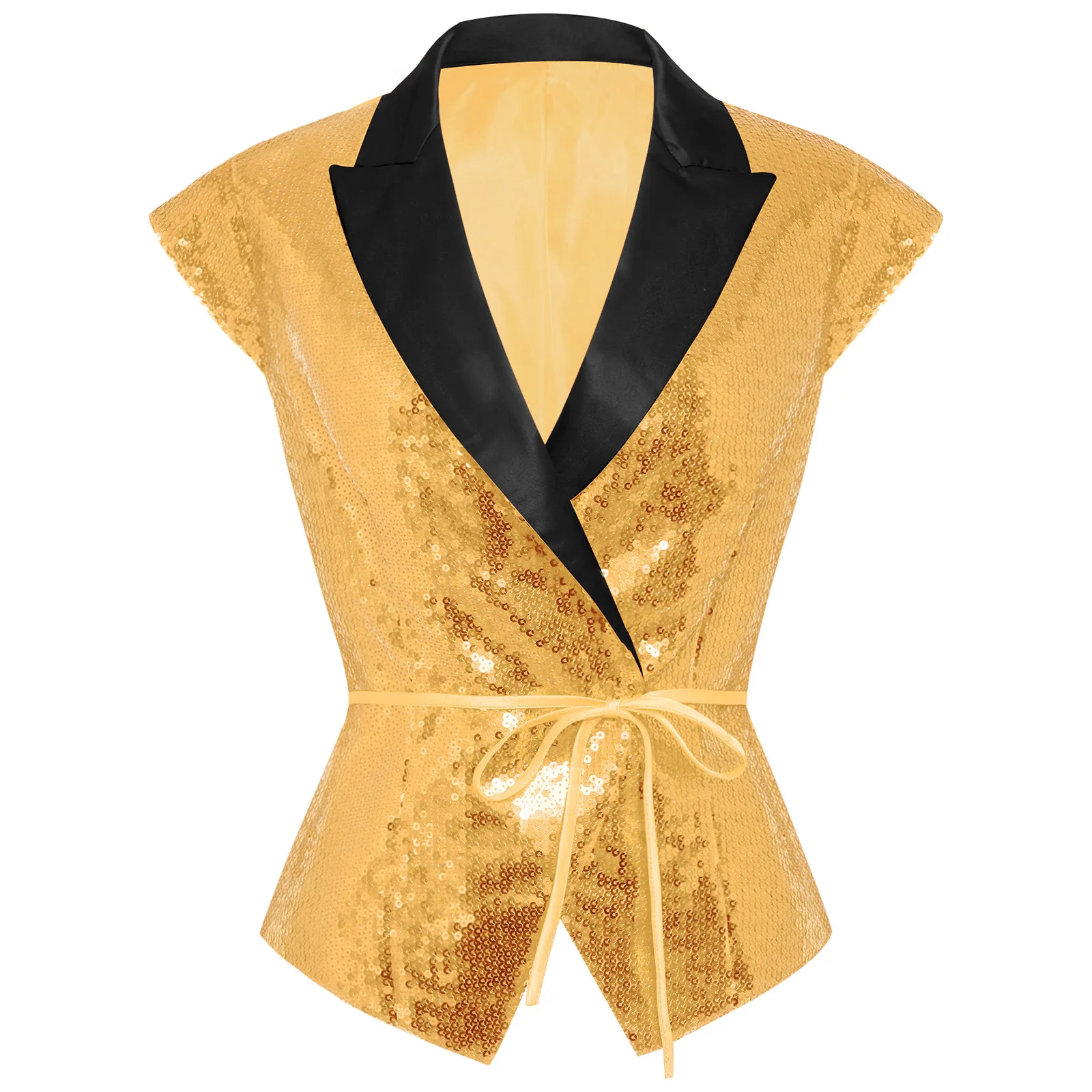 المرأة الترتر سترة الخامس الرقبة التسمية كاب الأكمام حفل زفاف صدرية مع حزام الهذيان الموسيقى مهرجان الجاز ملابس رقص كلوبوير #3