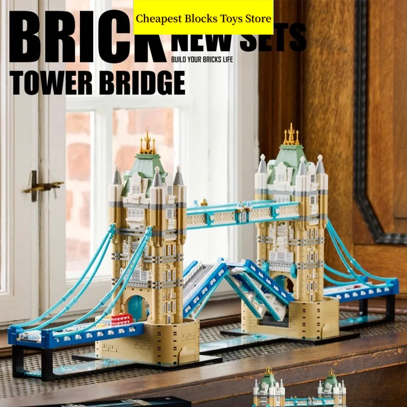 Cheapest Drawbridge Landmark Model Gothic Twin Tower Bridge Bricks Building Blocks Compatible 3745pcs Christmas Gifts for Adults