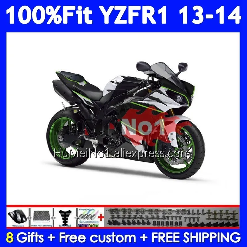 Injection Body For YAMAHA YZF R1 R Green white 1 1000 CC YZF-R1 YZFR1 13 14 369No.45 YZF1000 1000CC YZF-1000 2013 2014 Fairing