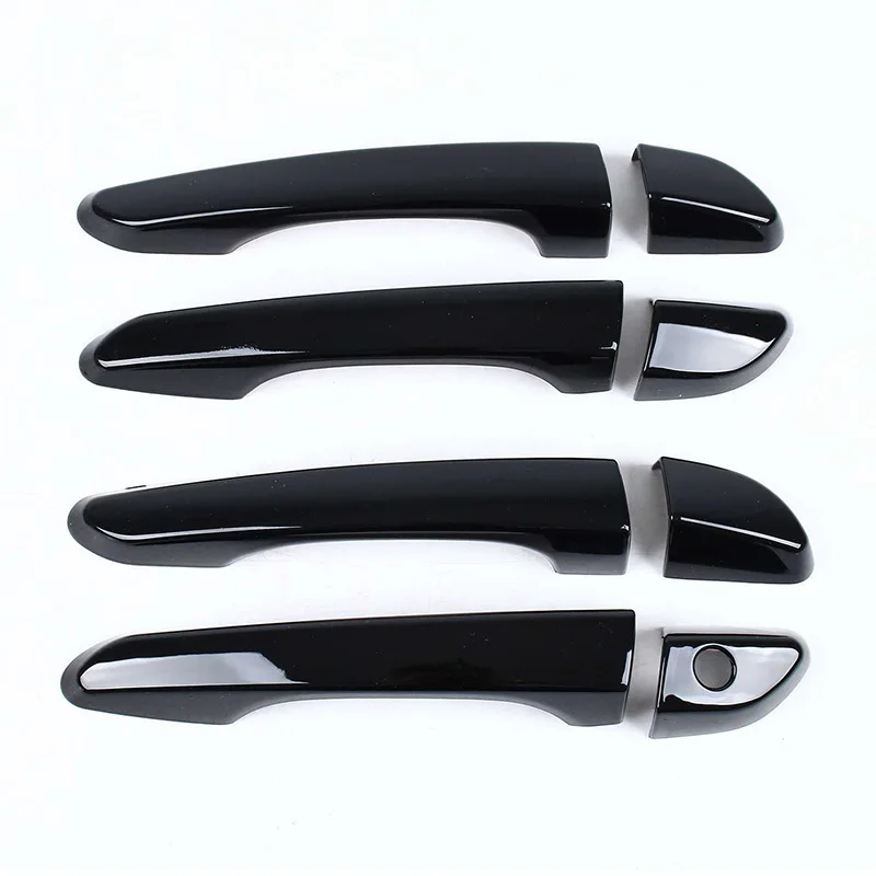 Обновление автомобиля, хромированная, серебристая, глянцевая, черная дверная ручка из углеродного волокна, крышка для Hyundai Kona 2018 2019 2020 2021 2022, украшение автомобиля