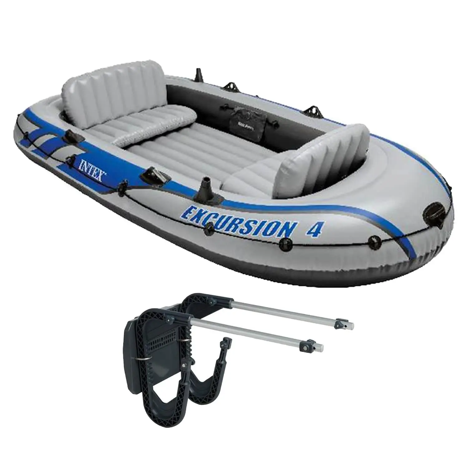 68324EP Excursion 4 Inflatable 4-Person Fishing Boat Raft Set for Adults with Motor Mount Kit, for River and Lake, Custom