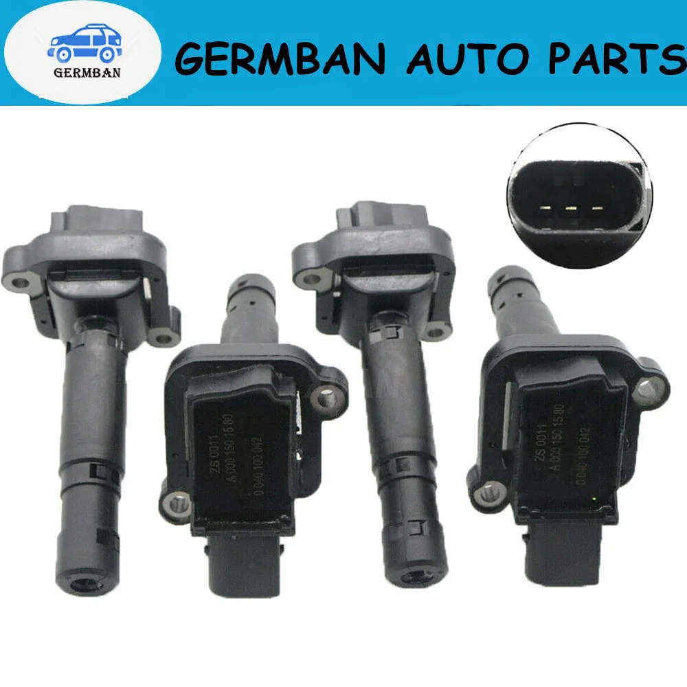 

0001502980 4PCS A0001501580 Ignition Coils for Mercedes Benz W203 C230 Kompressor 2003-2005 1.8L A0001502980 0986221040