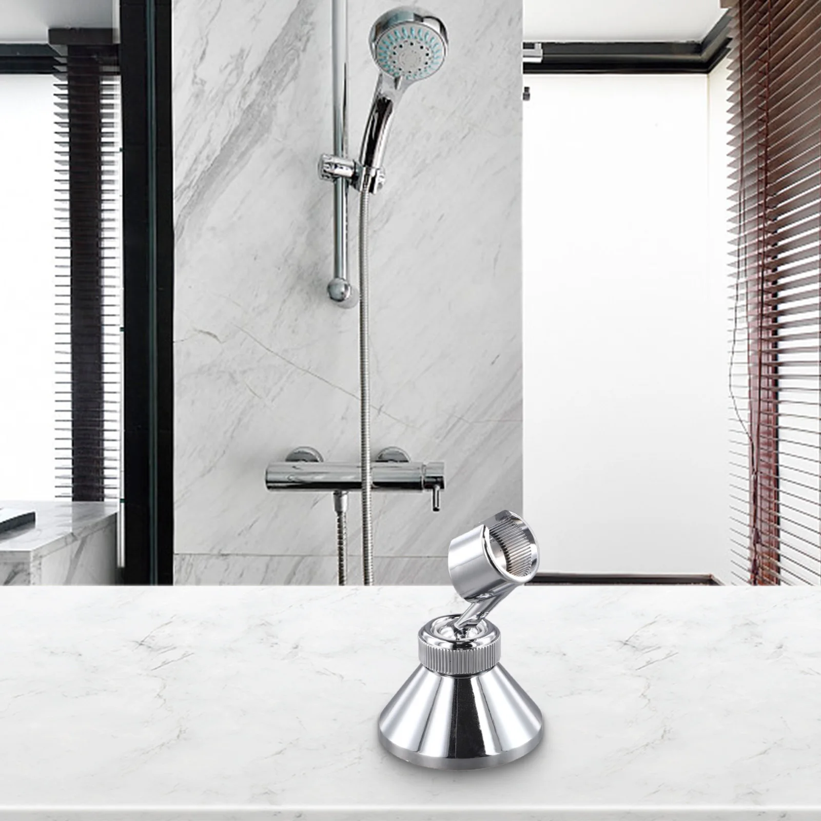 Chrome Plated Adjustable Shower Head Holder for Bathroom Wall Mounted Plastic Material with Screw and Plastic Nut for Mounting