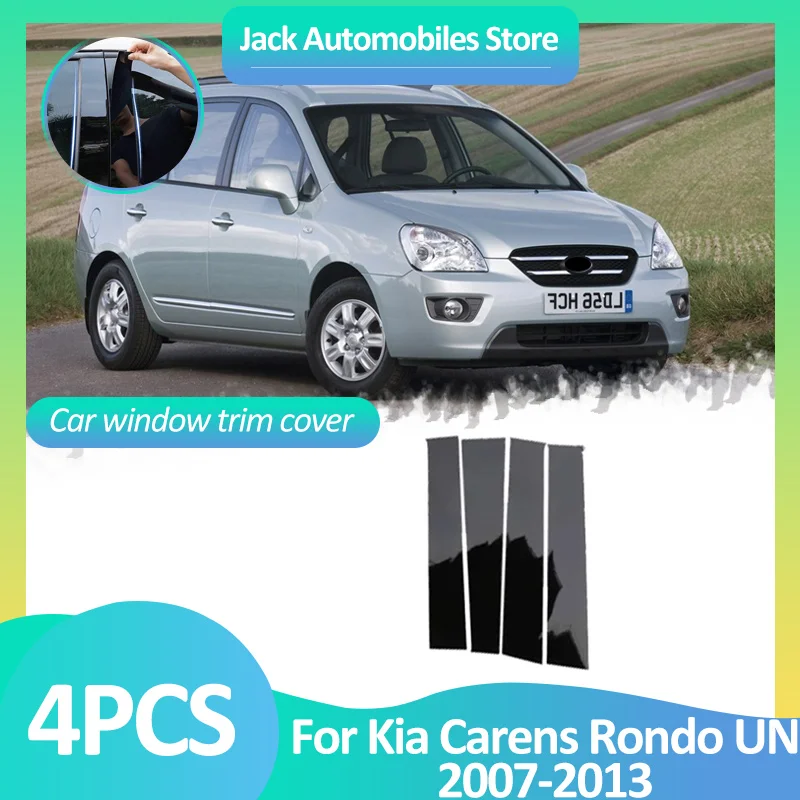 Car Window Cover For Kia Carens Rondo UN 2007~2013 Pillar Posts Decal Sticker Black Carbon Fiber Silver B C Column Accessories