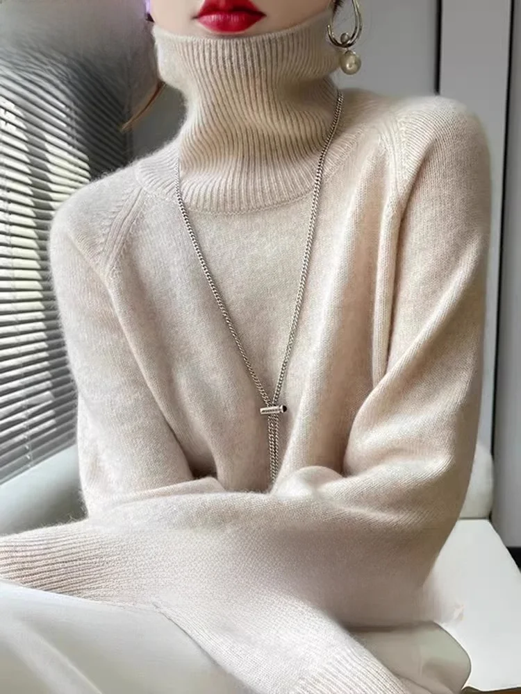 

Fall Winter Women's Camere Sweater High Ne Loose Knit Thiened Overhead Woolen irt Warm Thermal Long Sve Regular Fit