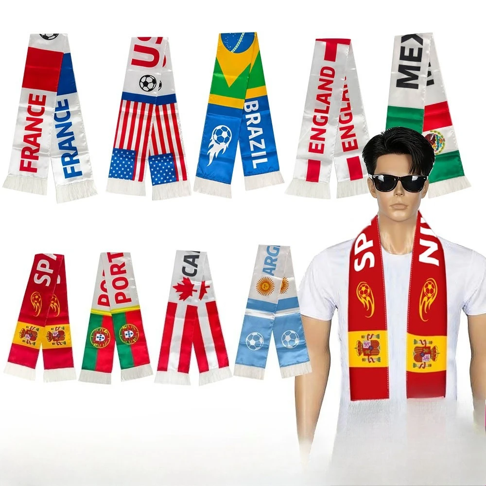 USA France Spain Portugal Football Scarf Soccer Fan Cheering Accessories Stadium Decoration Match Cheering Party Decoration