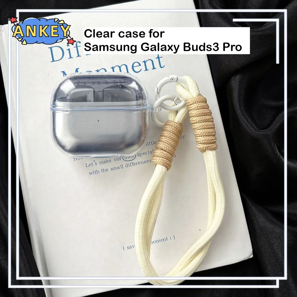 

Чехол для Samsung Galaxy Buds3 FE Pro, мягкий прозрачный противоударный защитный чехол из ТПУ, аксессуары с ремешком