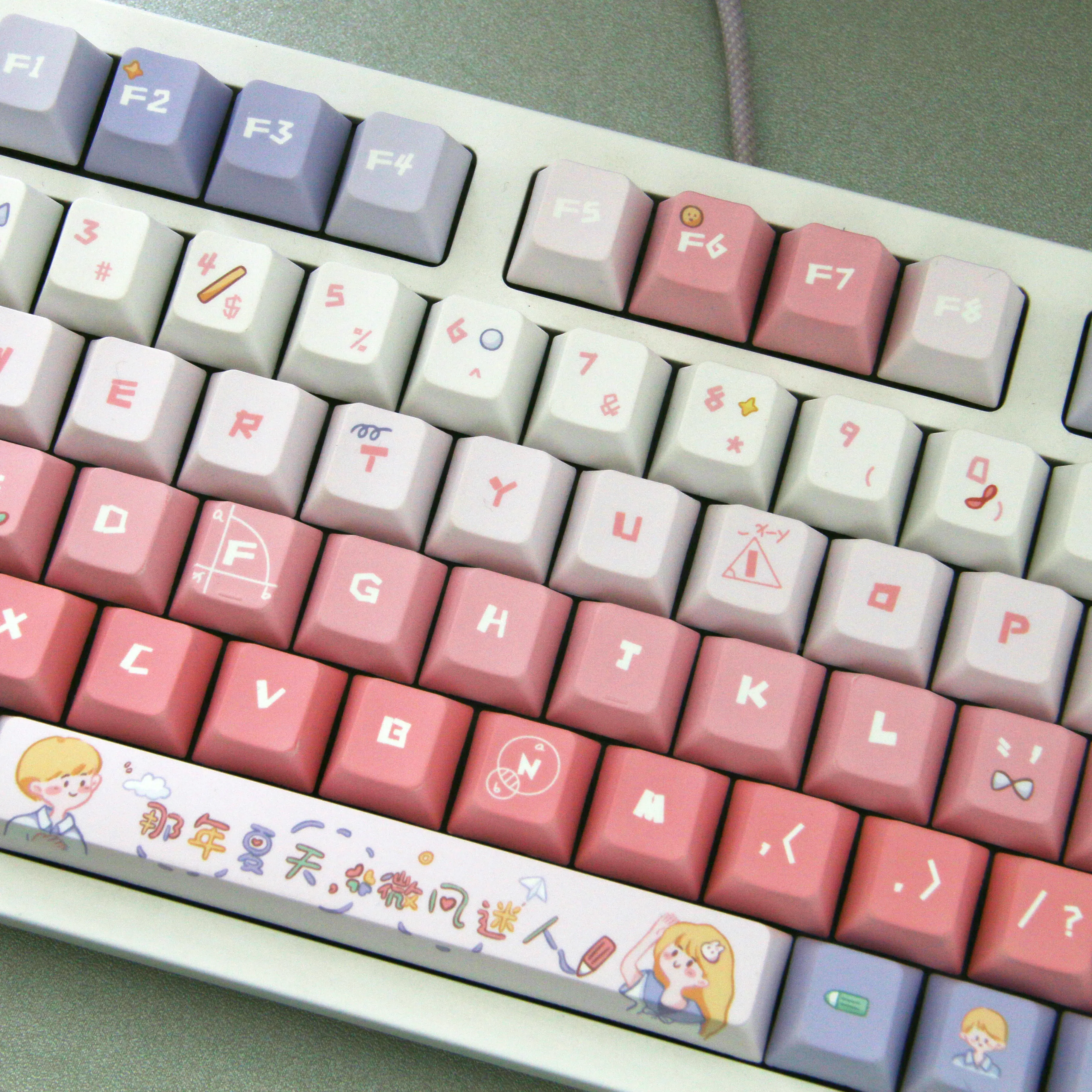 120 Keys Cute Keycaps Pink Keyboard Key Cute PBT Moa/Cherry Profile Gaming Key Caps for Mechanical Keyboard Accessories