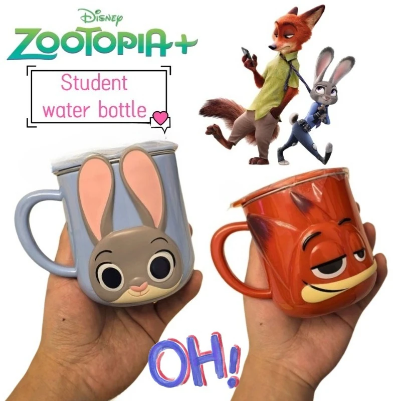 

Новая милая бутылка для воды Disney Zootopia Judy Hopps Nick Wilde с героями мультфильмов для студентов, мальчиков и девочек, противоударная с мерной чашкой