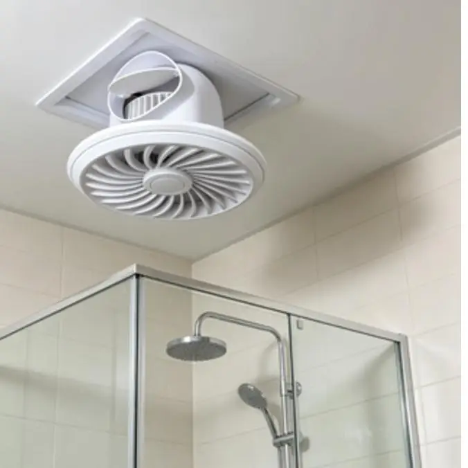 White Ceiling For exhaust for fan Round 21cm for Bathroom Ventilation Clip-in Mounting Ultra 11cm Auto Damper IPX2