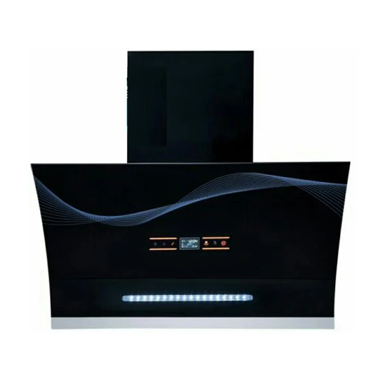 Custom Kitchen Chimney Hood LED Light Stainless Steel Housing Glass Material Electric Power Source Exhaust Household Hotel Use