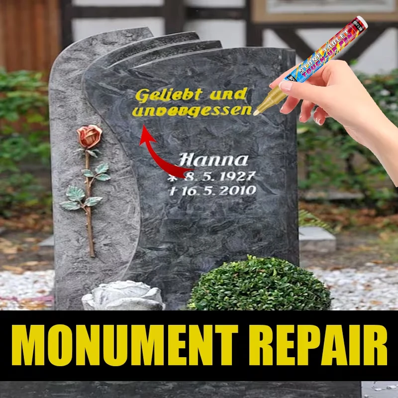 Professional Tombstone Touch-Up Pen, Fade-Resistant Epitaph Repair, Restore Faded Blurred Inscriptions for Tombstones & Monument