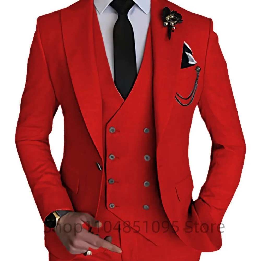 الرجال 3 قطعة سليم صالح الزفاف سهرة الدعاوى الذروة التلبيب حفلة رسمية رفقاء البدلة مجموعة مع السترة سترة السراويل