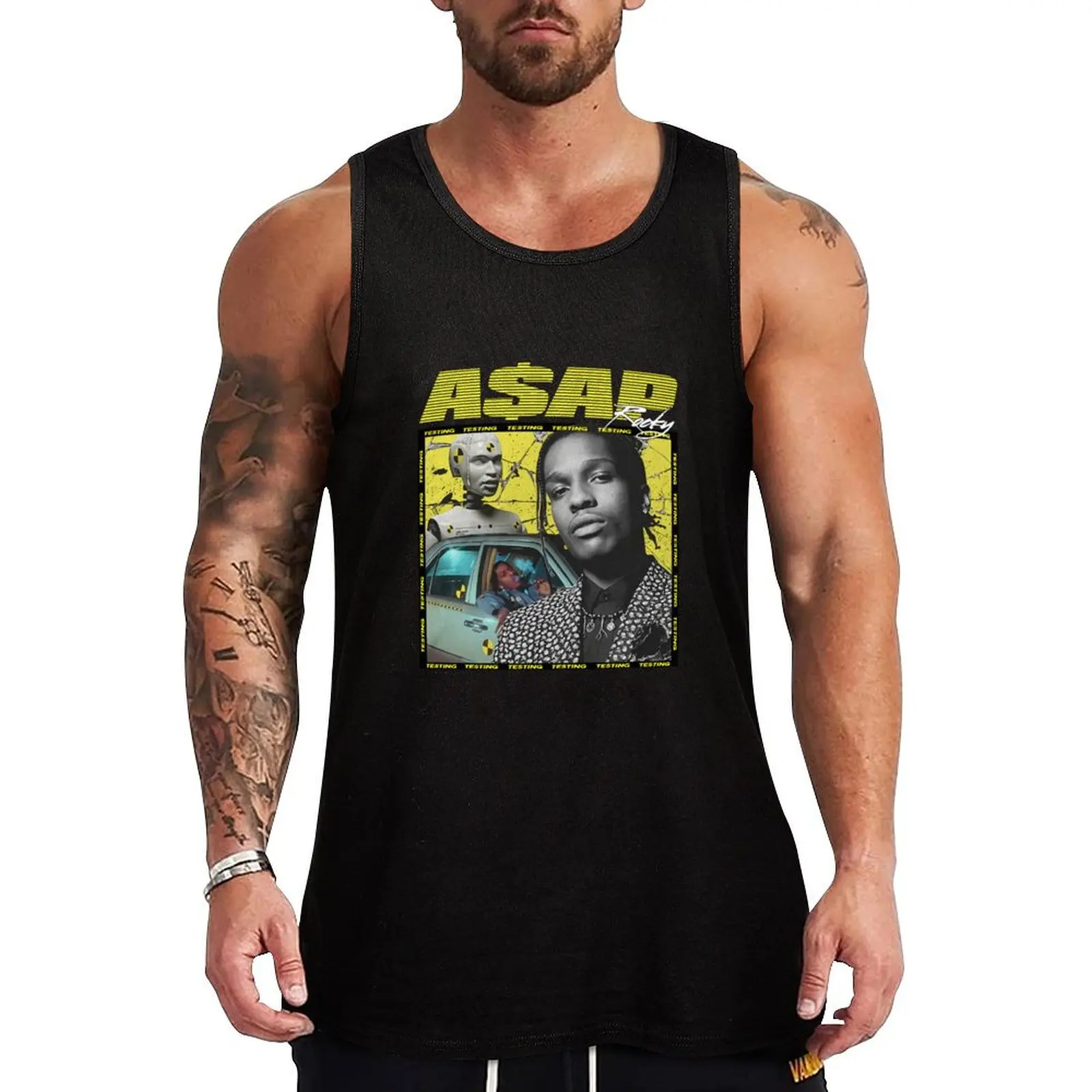 Asap Rocky, Testing, 90's, Vintage, Tank Top T-shirt men T-shirts men gym wear men