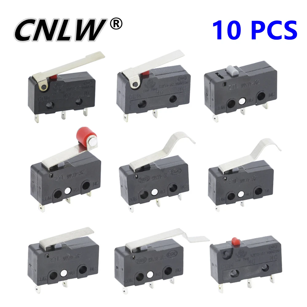 10 PCS Mikroprzełącznik 2/3Pin NO/NC Mini wyłącznik krańcowy 5A 250VAC KW11-3Z Dźwignia łuku rolkowego Snap Action Push Mikroprzełączniki