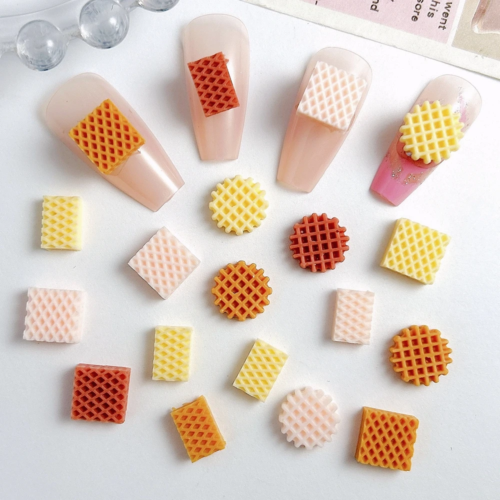 30PCS 3D Acrylic Nail Art Simulated Wafer Biscuits Accessories Charms Parts For Nails Decoration Manicure Material Supplies Tool