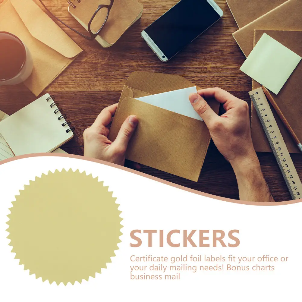 

100 Pcs Stickers Self Adhesive Metallic Labels Mailing Proof Practical DIY Certificate Embossers H made Crafts