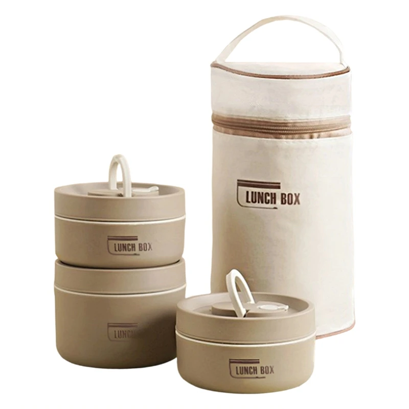 Microwavable Portable Insulated Container Lunch Box Stainless Steel Bento Box Insulated Leakproof Thermal Lunch Bag Set