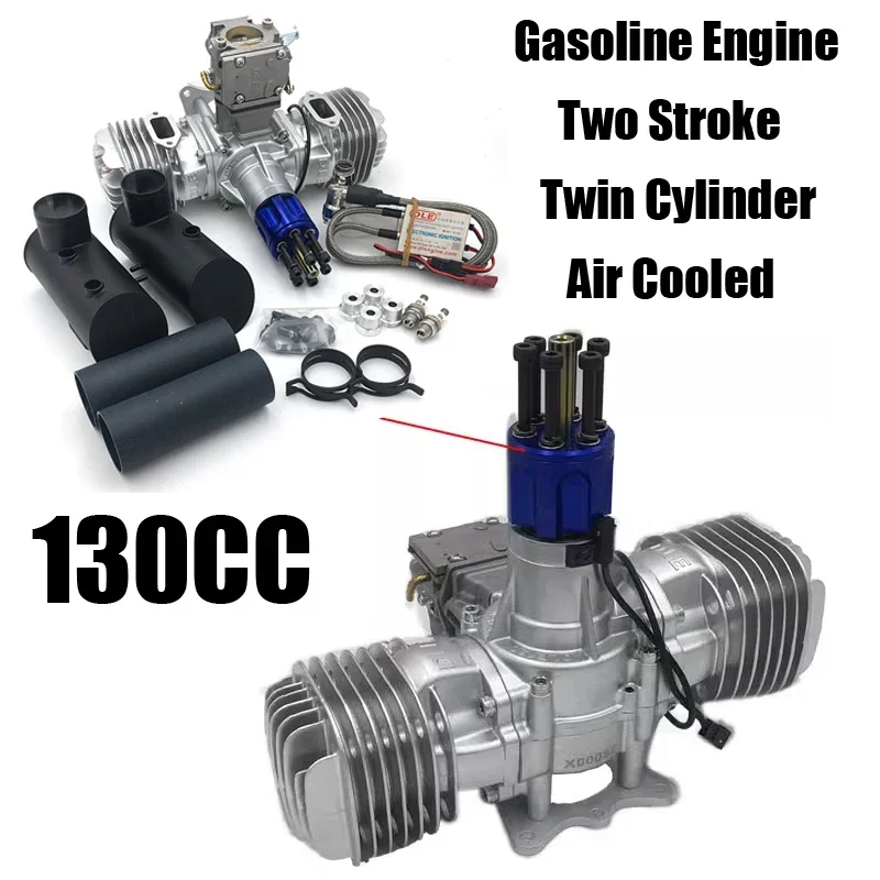 

130CC Aircraft Model Gasoline Engine Two Stroke Twin Cylinder Air Cooled Engine Model Is Suitable for RC Aircraft Toys