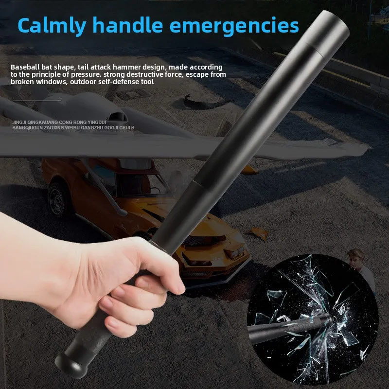 ไฟฉายความสว่างสูงไม้เบสบอลป้องกันตัวกันหมาป่า LED กลางแจ้ง USB ชาร์จได้ อลูมิเนียมอัลลอยด์ พาวเวอร์แบงค์