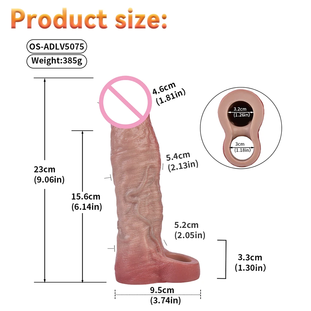 ORALSX حشفة سيليكون تهتز القضيب كم غطاء الديك الذكور ديك المكبر المهبل الشرج تدليك دسار الجنس لعب للنساء الرجال #2