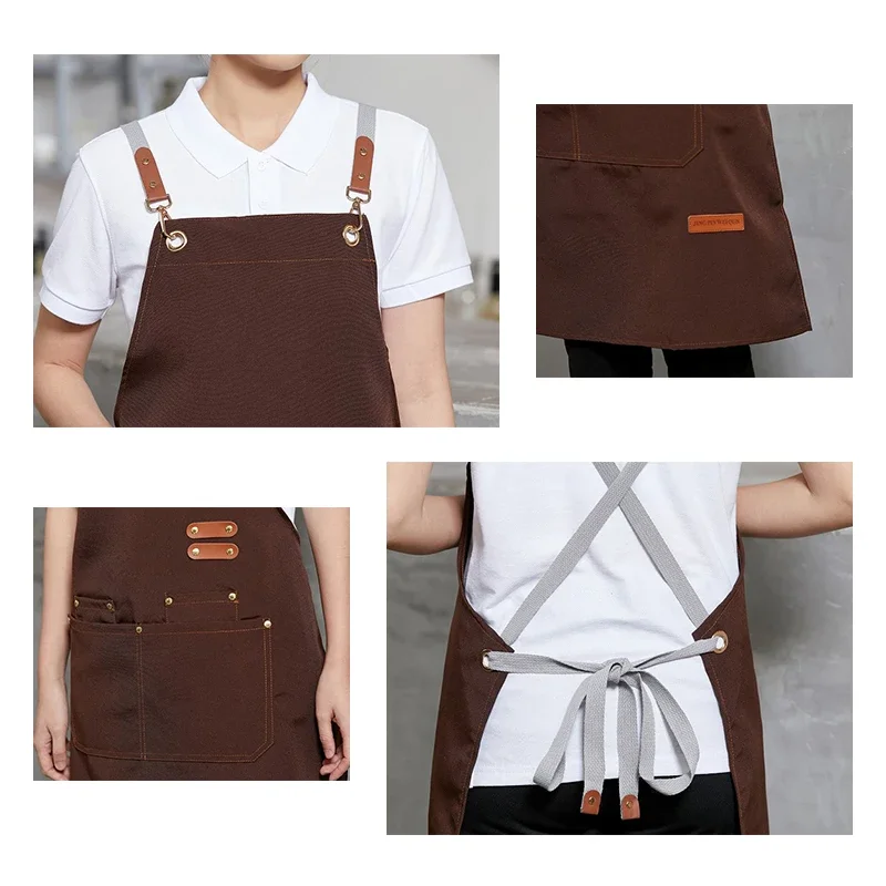 Grembiule idrorepellente da cucina professionale da donna, ristorante Chef da uomo, Hotel, panetteria, caffetteria, Studio per capelli, grembiule da lavoro