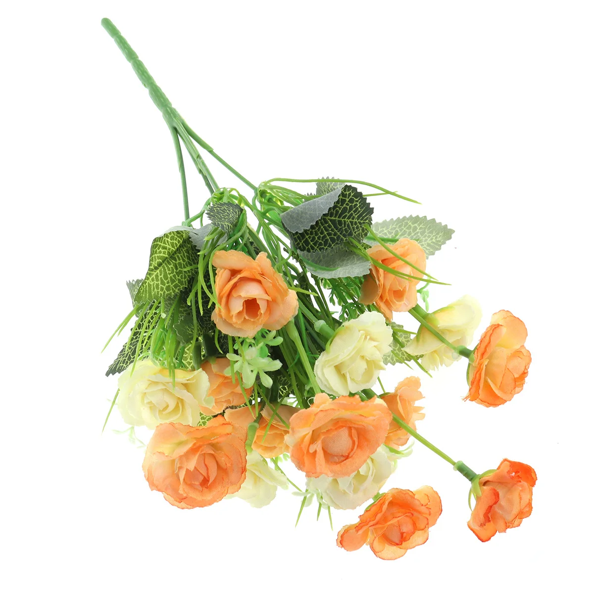 

5pcs Mini Rose Artificial Flowers Single Stem Silk Blooms For Wedding Party Home Decor Christmas Garden Decoration Orange