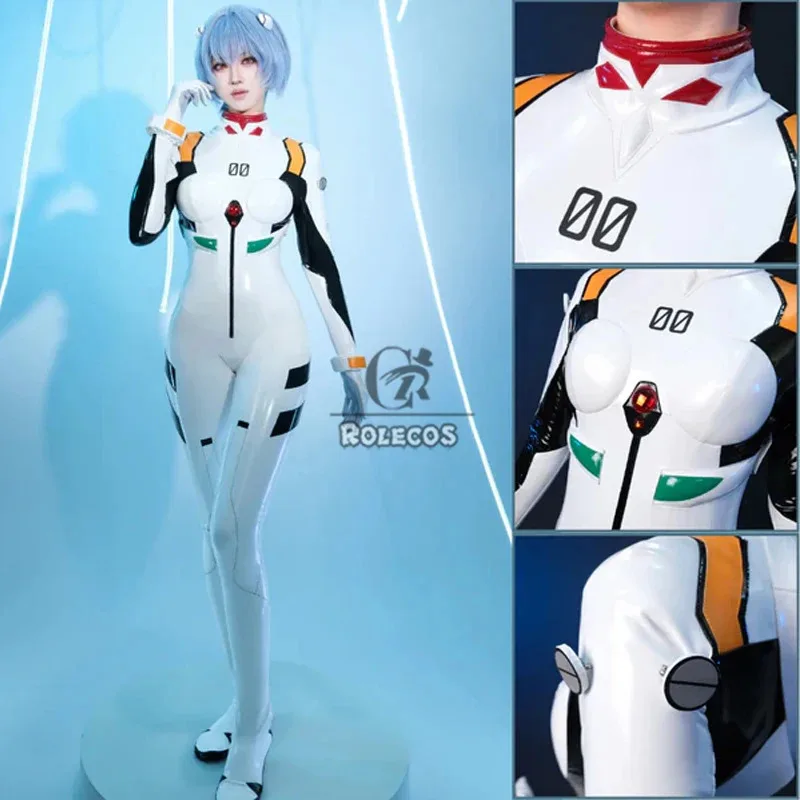ROLECOS EVA Ayanami Rei Tuta da combattimento Costume Cosplay Ayanami Rei Costume Halloween Carnevale Festa Tuta per le donne Set completo