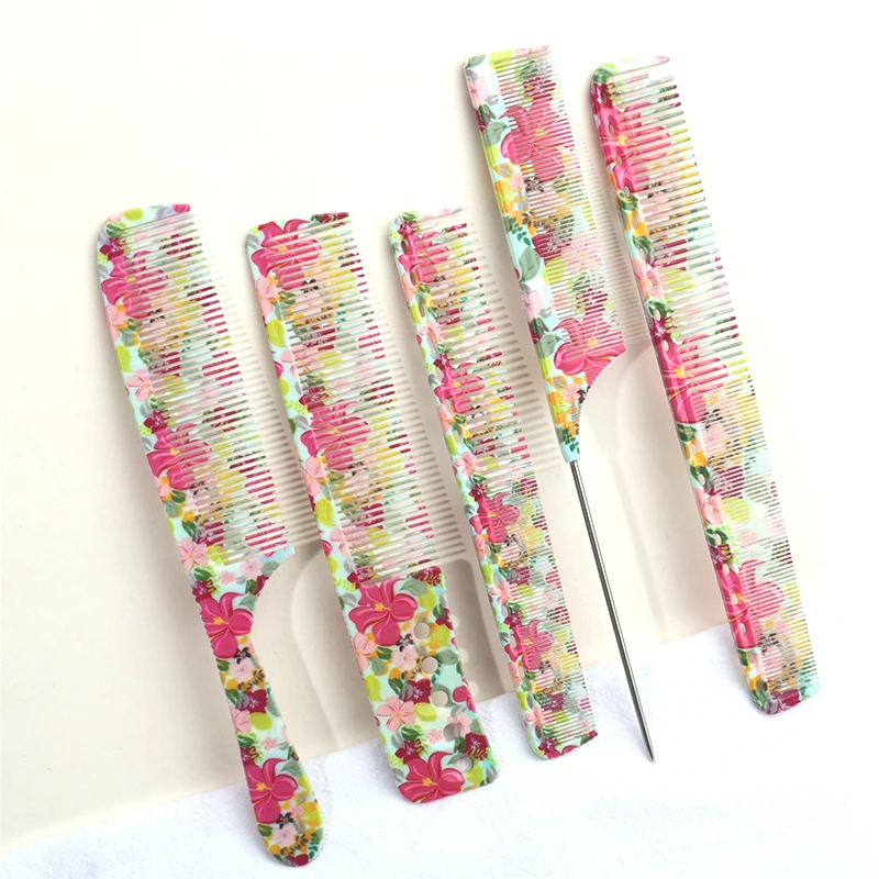 

1pc/2pcs/3pcs/5pcs Floral Pattern Comb Set | Pointed Tail Styling and Smoothing Comb | Suitable for All Hair Types