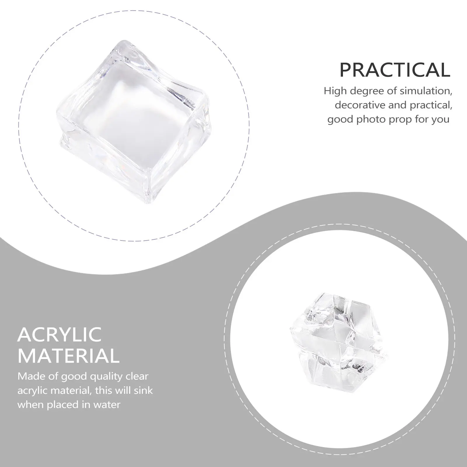 1Set Realistic Acrylic Ice Cubes Set Highly Transparent Irregular Fake Ice Cubes for Photography Props Wedding Decor Home