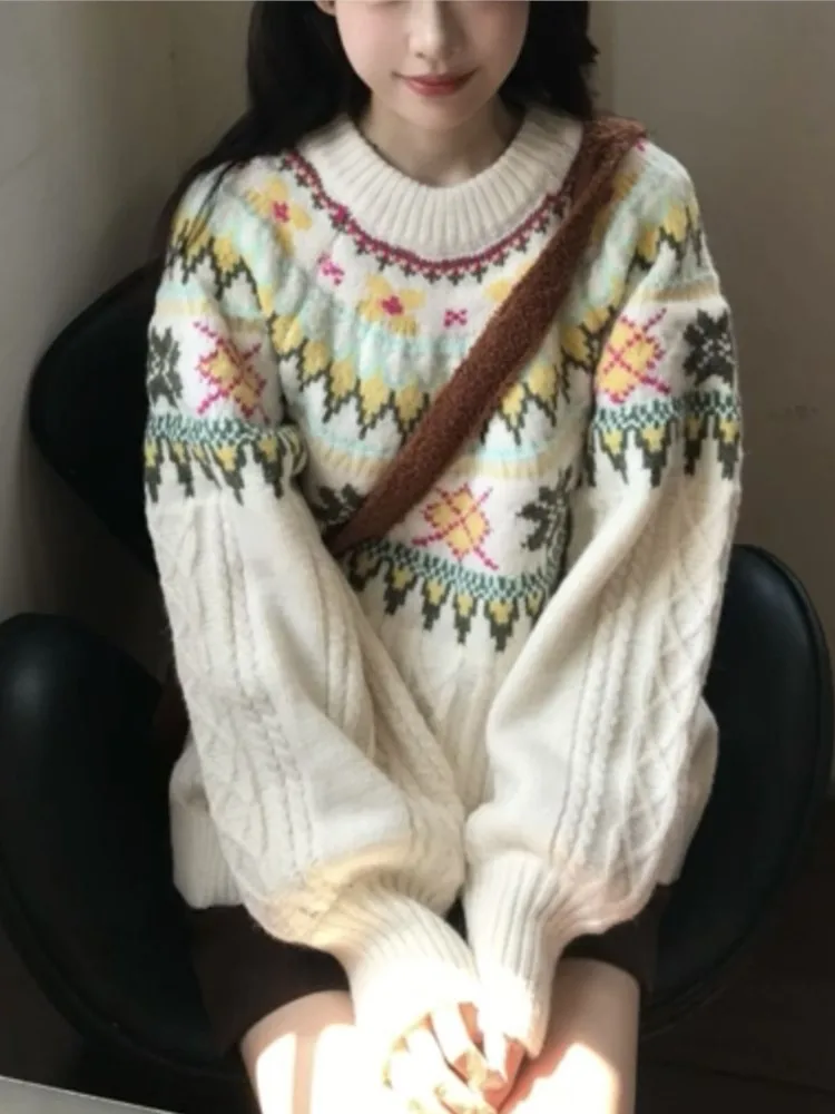 

Winter Clothes Woman Pulls Femmes Korean All-match Loose Simple Style Sweater Comfortable Knitted Commuting Casual Foreign Style