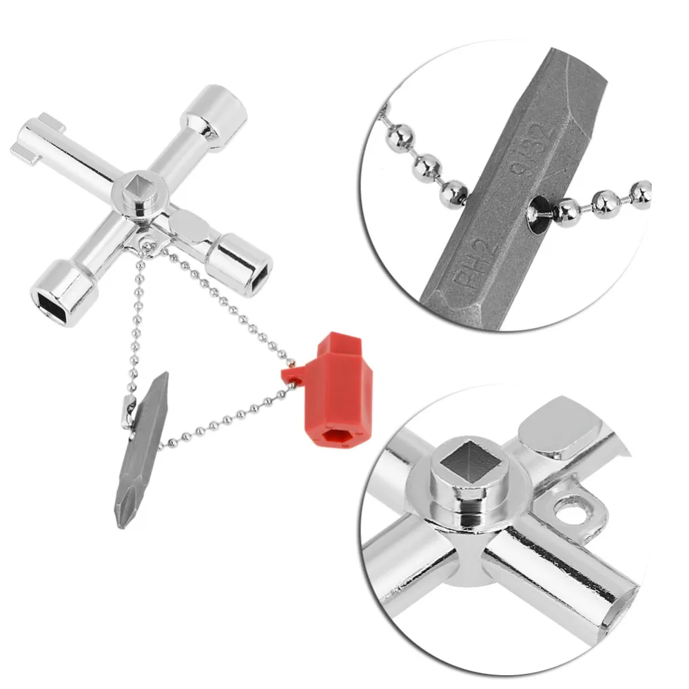 10pcs Tool Parts Zinc Alloy Universal Control Cabinet Key 5-in-1 Multifunctional Cross Key Wrench 4 Way Switch Wrench Train Door