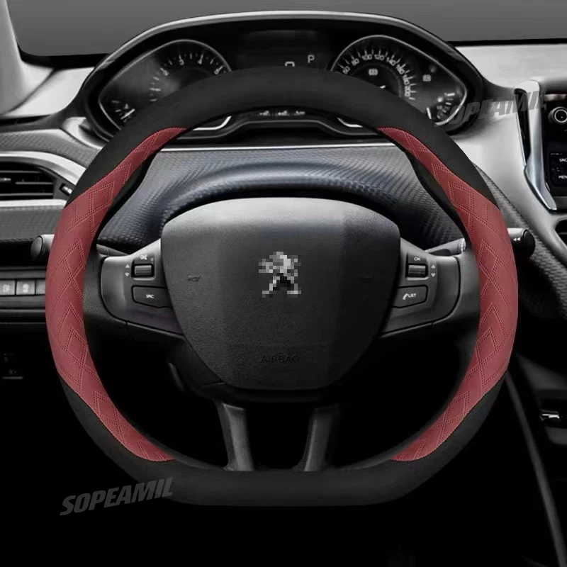 Car Steering Wheel Cover For Peugeot GT-Line 106 107 206 207 208 301 307 308 406 407 408 508 607 2008 3008 4008 5008 RCZ Rifter