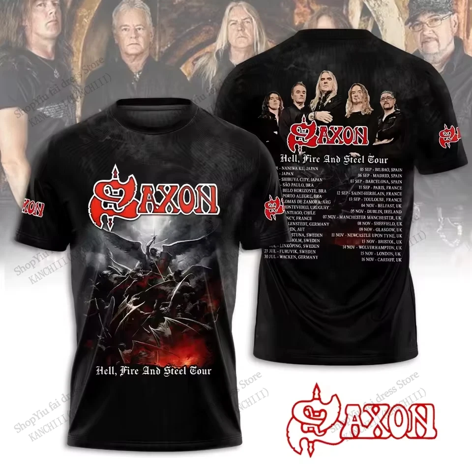 New Rock Band Saxon Album 3D Print T-Shirt Men Women Fashion Oversized Short Sleeve T-Shirt Kids Hip Hop Tops Tees Men's T-Shirt