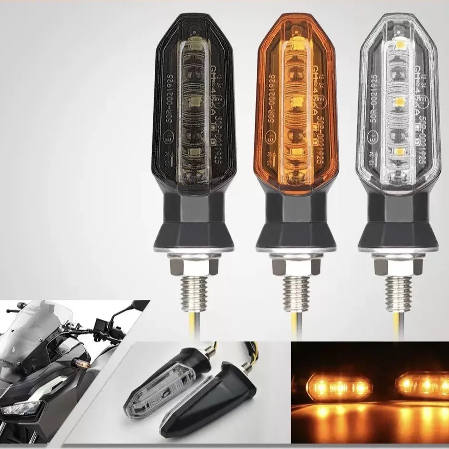 2 Peças 12V Mini Luzes de Sinalização LED para Motocicleta Âmbar Piscando 3 LEDs Lâmpada Indicadora de Moto 8mm E1 Pisca-Pisca