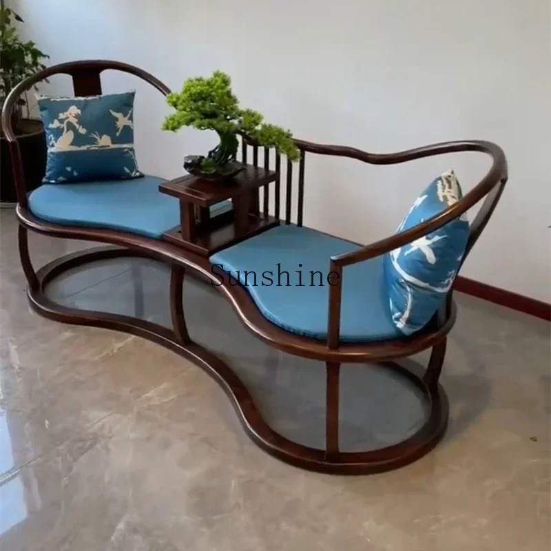 

Solid wood modern Chinese Arhat sofa double seat tea room club living room zen furniture