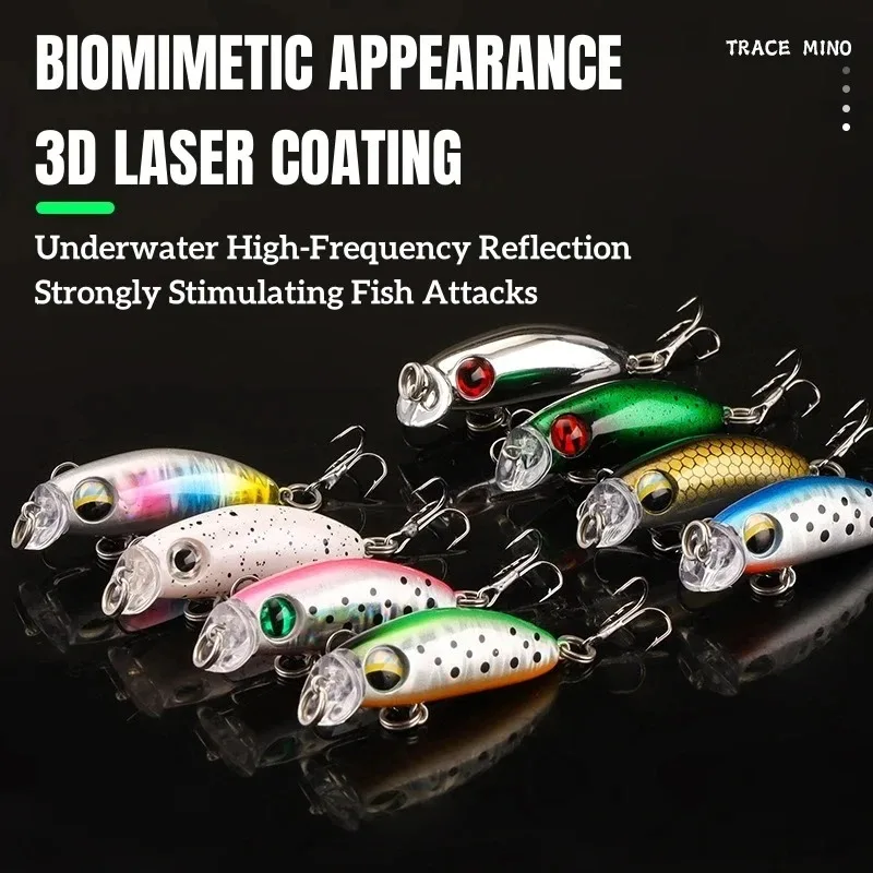 2.8g Lightweight Small Floating Minnow Lure Laser Reflective Scale Body Tiny Hard Crankbait For Stream Rock Freshwater Angling