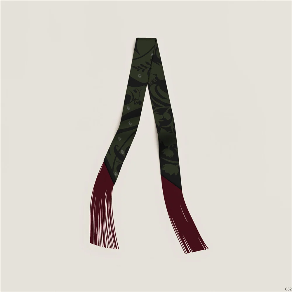 Luxuriöser Seidenschal mit Quasten für Damen, Dekorativer Langer Taschenschmuck, Haarband, Trendiger Kleiner Schal, Halstuch 130x5CM