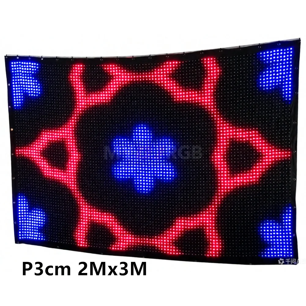 Customizable Flexible Screen P3cm LED Video Curtain 2Mx3M Stage Pixel Background With PC/DMX Controller