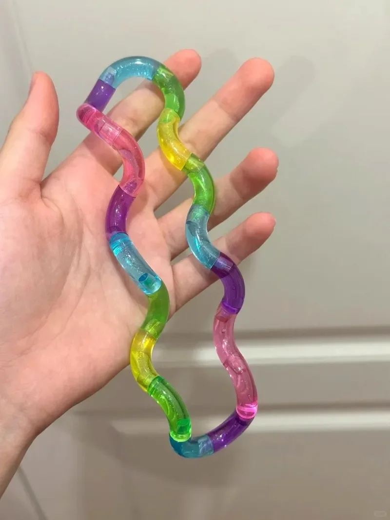 Deformable Rope Fidget Toy Deformation Rope Knot Pressure Stress Relief Toys Rrainbow Color Anti Stress Deformable Rope Best Toy