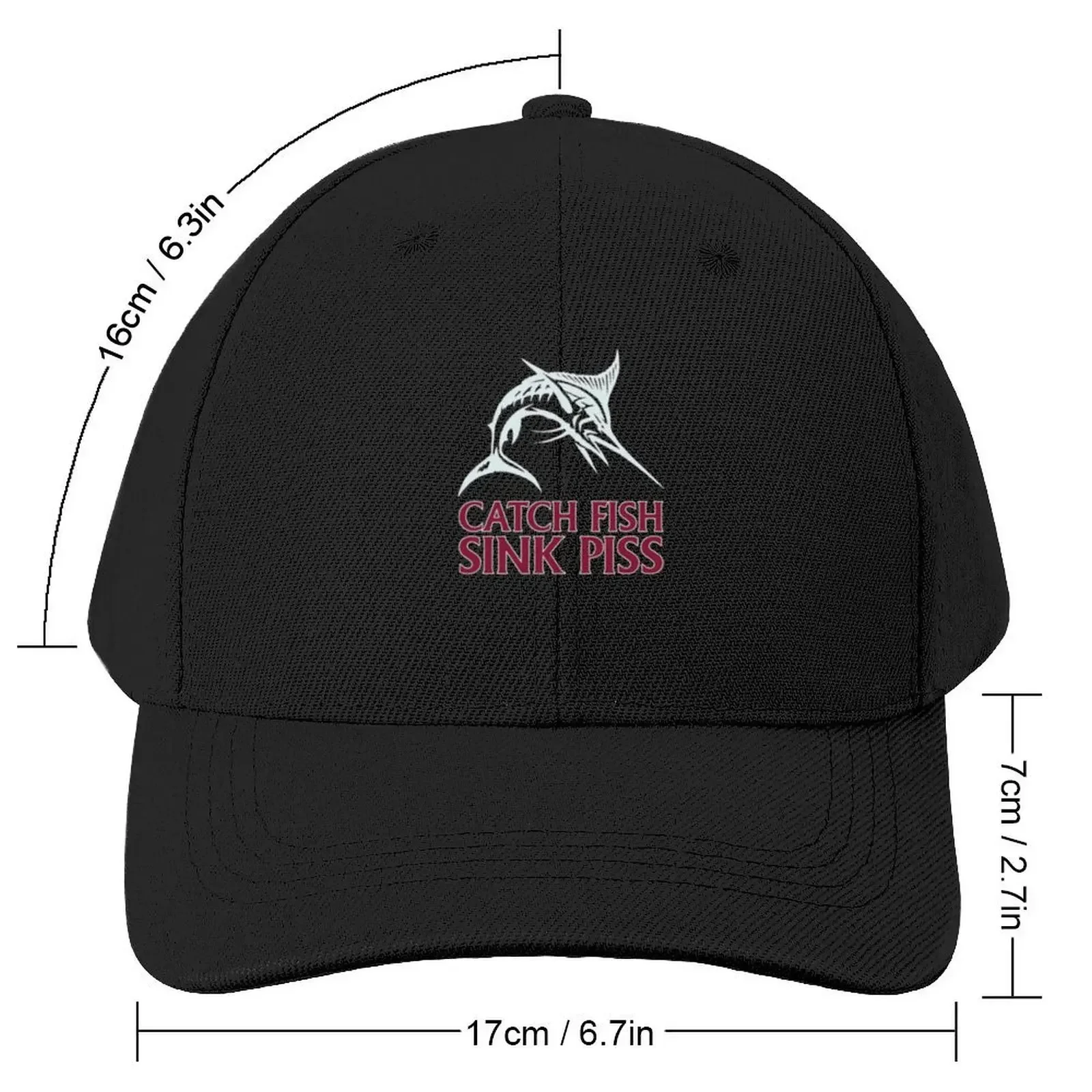 Catch Fish, Sink Piss - Black Baseball Cap Cosplay Wild Ball Hat |-F-| Hats For Women Men's