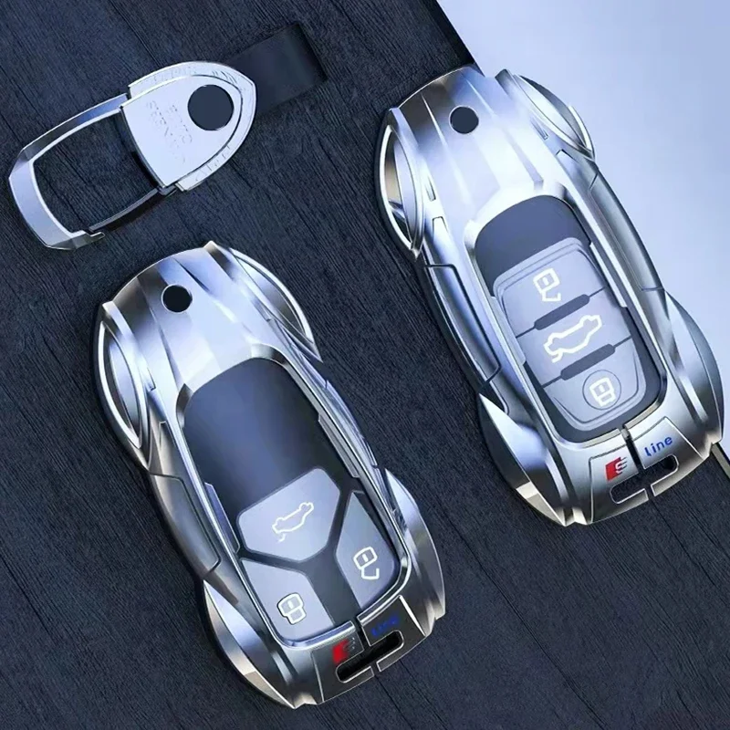 

Fashion Zinc Alloy Car Key Cover Shell Light Luxury Auto Key Case Accessories for Audi A6 A4 A3 Q2 Q3 Q5 Q7 A7 A8 Protector