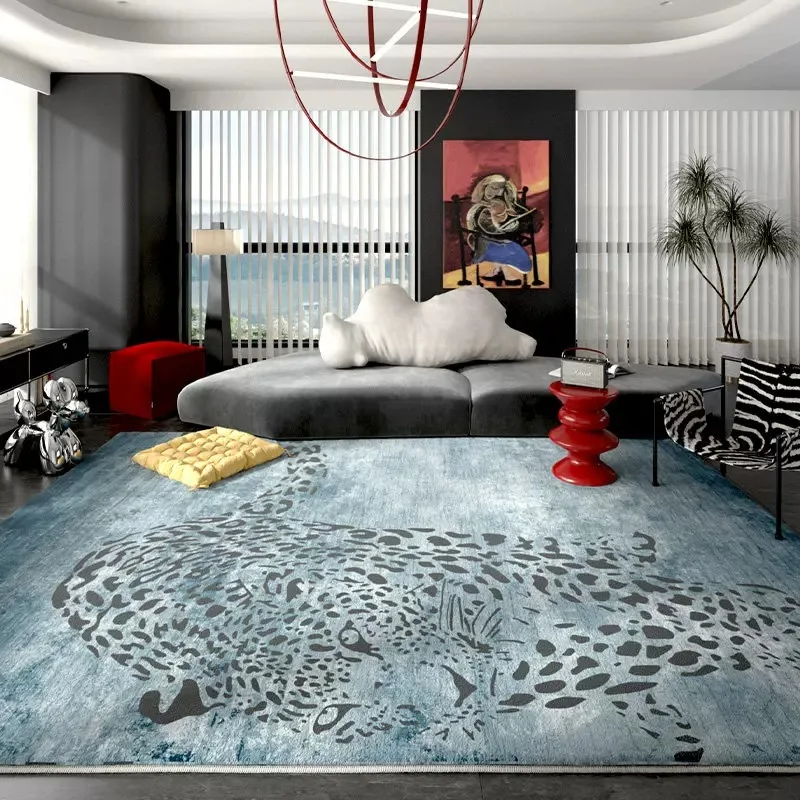 Nordic Leopard-print Rug Living Room Large Area Carpet Decorate Light Luxury Mat Bedroom Rugs Wipeable No-clean Washable Mats 러그