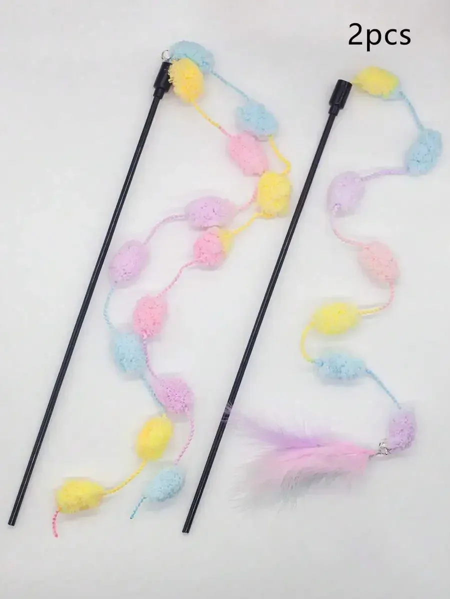 Interactive Cat Teaser Stick Set with Bell