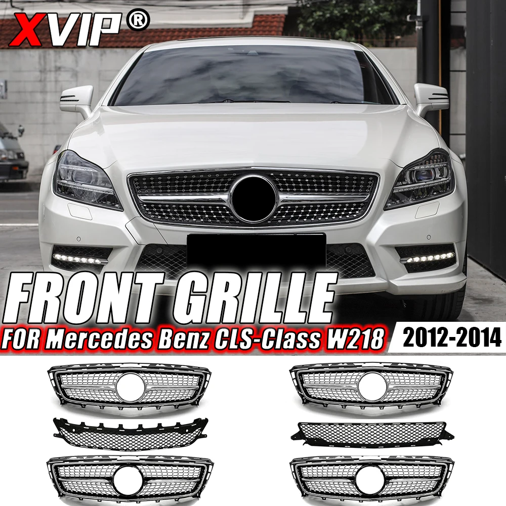 XVIP Chrome Silver GTR Style Front Racing Grille For Mercedes Benz CLS-Class W218 CLS350 CLS500 CLS550 2012-2014 Bumper Grilles