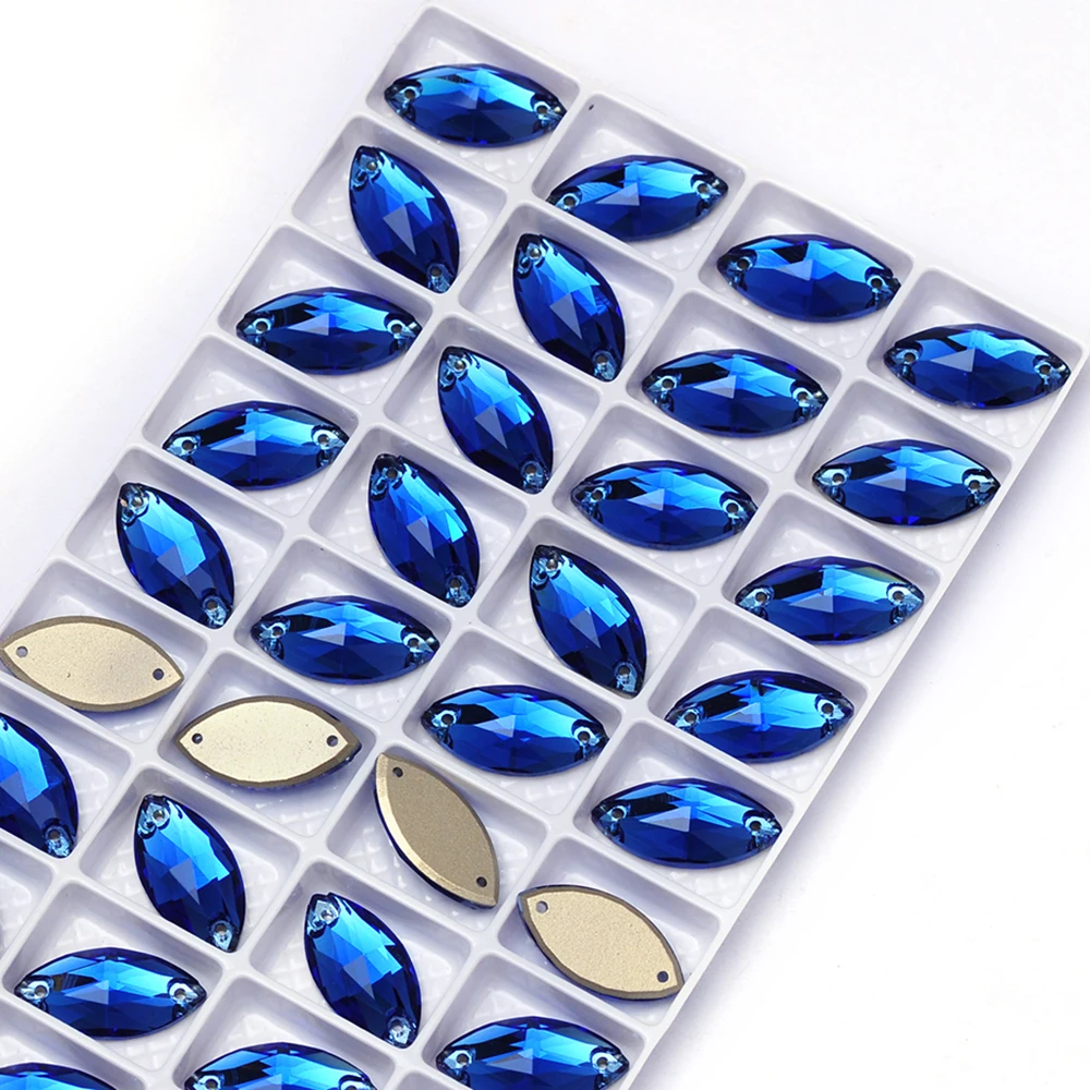 Saphirkristall-Formen Glas-Nähsteine DIY Handarbeiten Flache Strasssteine zum Aufnähen für Kleider, Kleidungsstücke, Taschen – Detail 5
